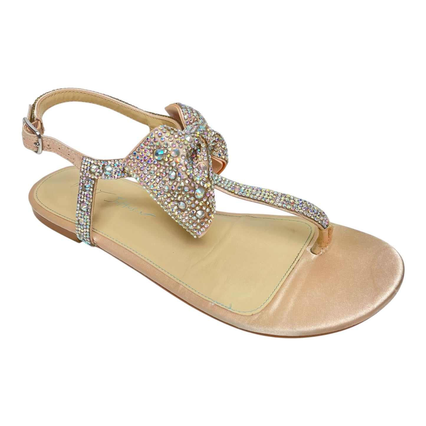 Sandals Flats By Betsey Johnson In Silver & Tan, Size: 8