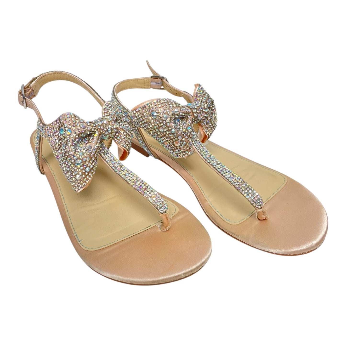 Sandals Flats By Betsey Johnson In Silver & Tan, Size: 8