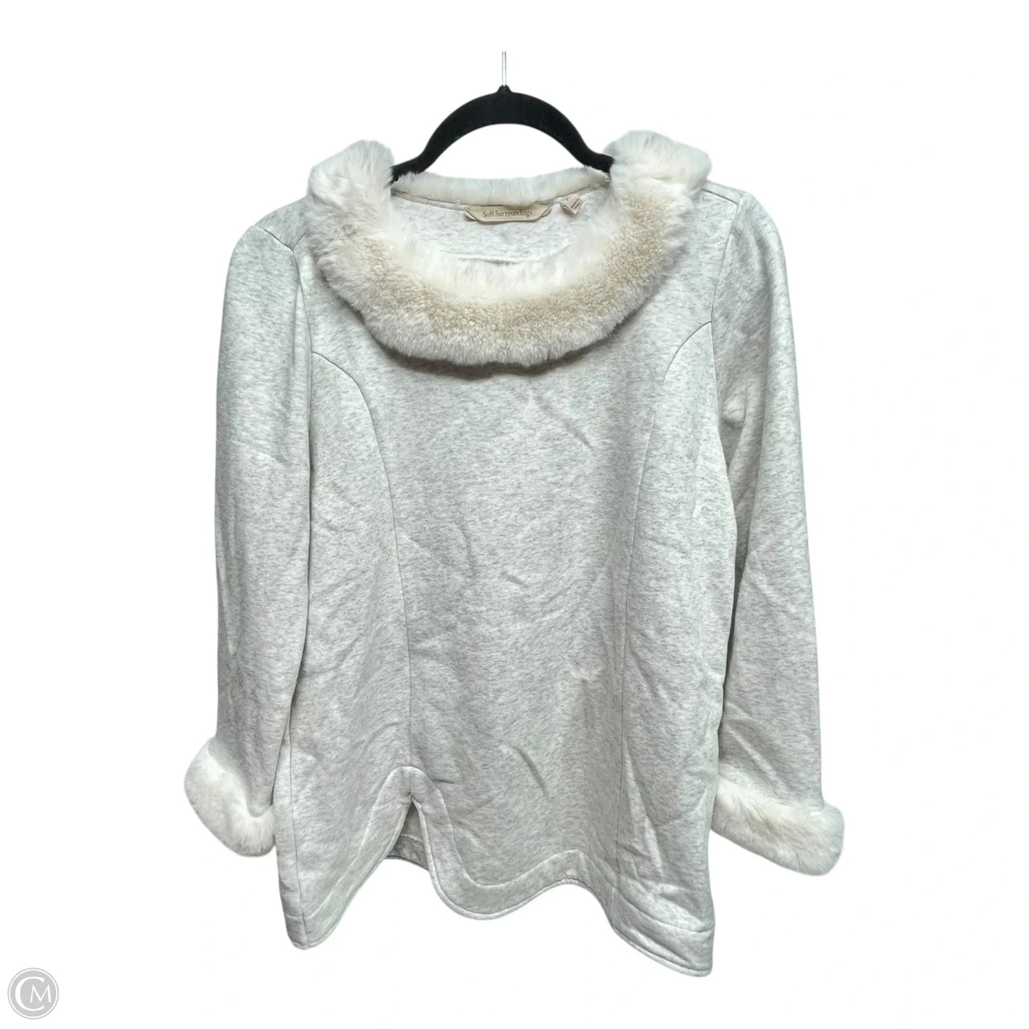 Sweatshirt Crewneck By Soft Surroundings In Grey & White, Size: Sp