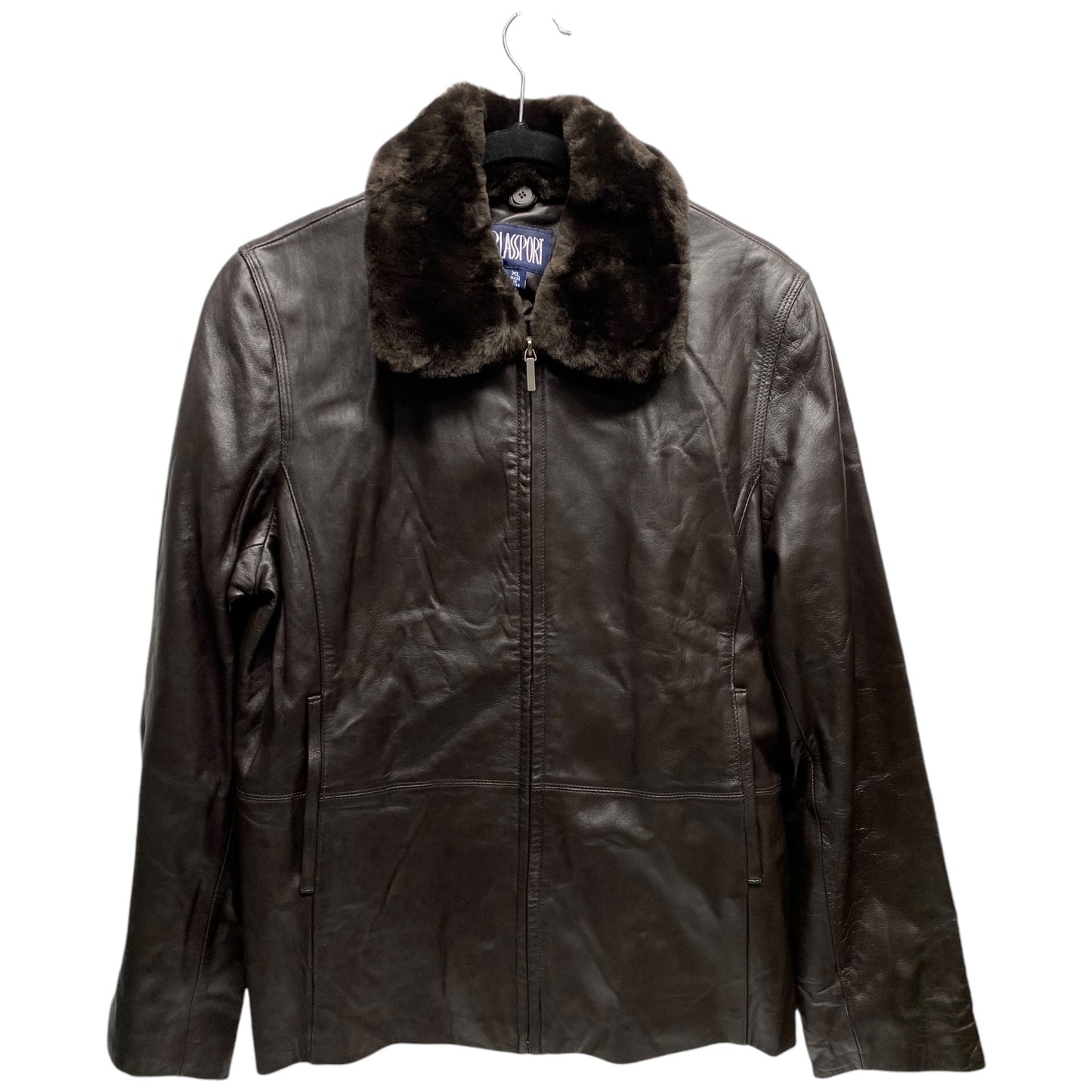 Jacket Leather By Bill Blass In Brown, Size: Xl