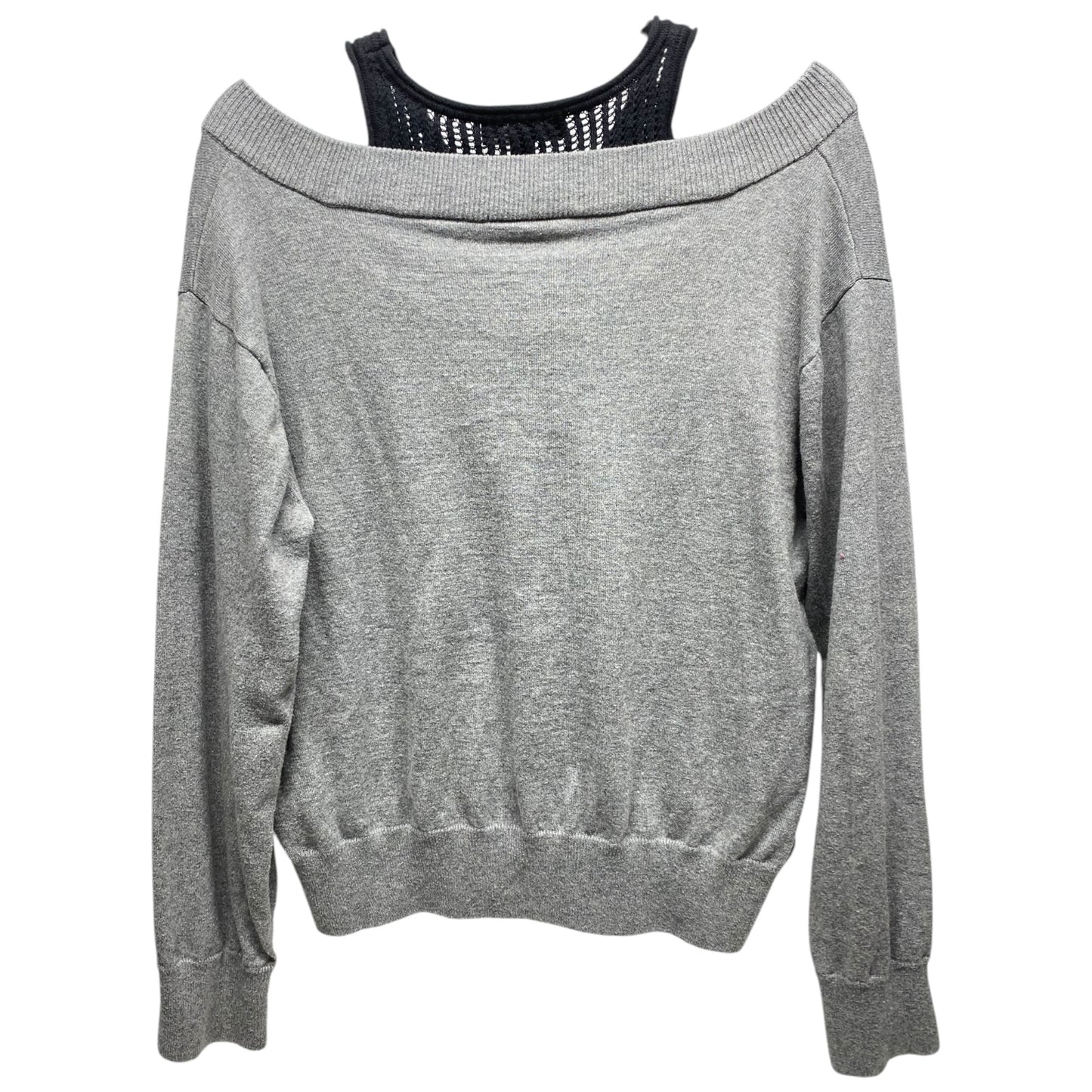 Sweatshirt Collar By Lea & Viola In Black & Grey, Size: M