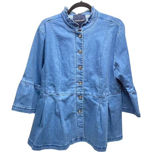 Jacket Denim By STUDIO PARK In Blue Denim, Size: L