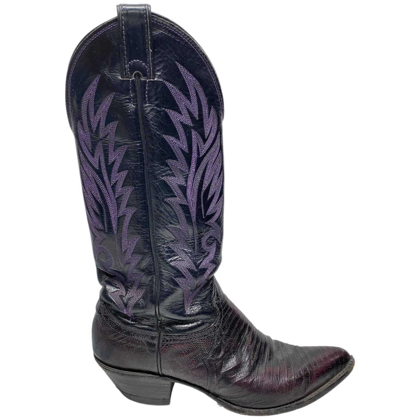 Boots Western By Justin In Black & Purple, Size: 7.5