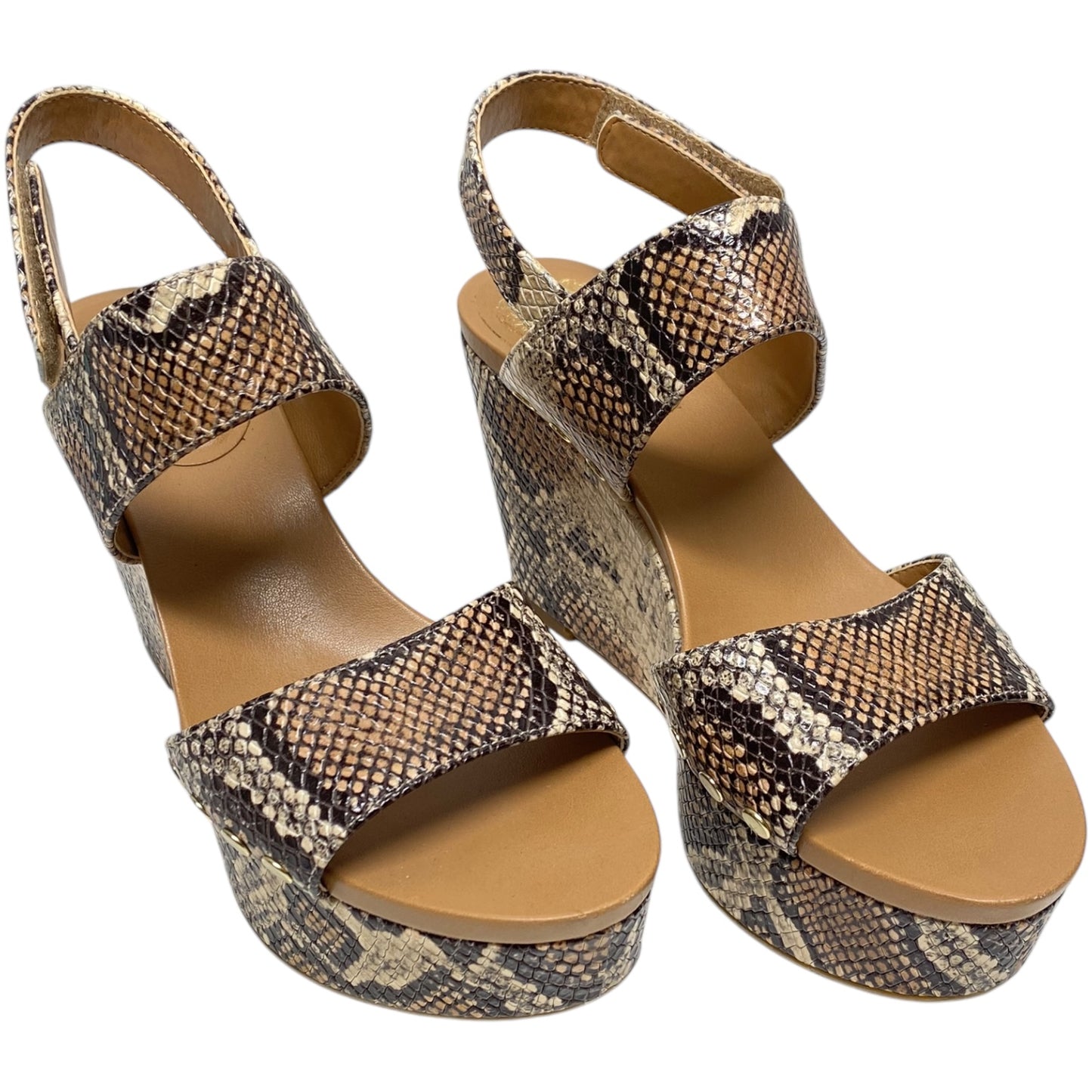 Sandals Heels Wedge By Vince Camuto In Snakeskin Print, Size: 6.5