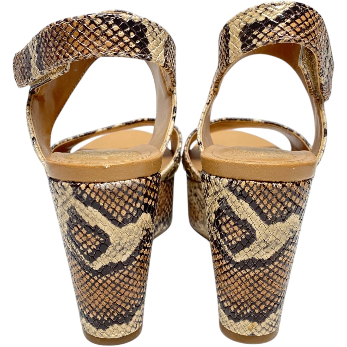 Sandals Heels Wedge By Vince Camuto In Snakeskin Print, Size: 6.5