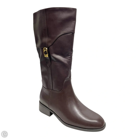 Boots Knee Flats By Just Fab In Brown, Size: 11