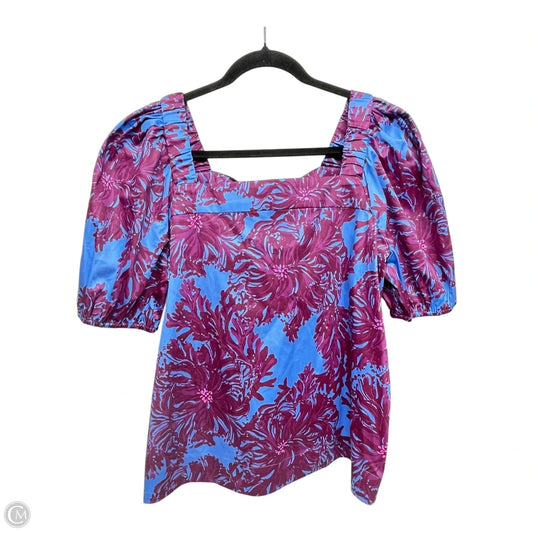 Top Short Sleeve Designer By Lilly Pulitzer In Blue & Purple, Size: 8