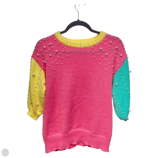 Sweater By Bibi In Pink & Yellow, Size: S