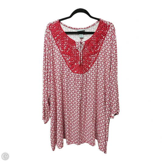 Top 3/4 Sleeve By Catherines In Red & White, Size: 4x