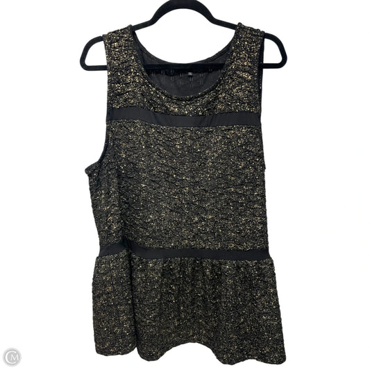 Top Sleeveless By ELCLAIR In Black & Gold, Size: 2x