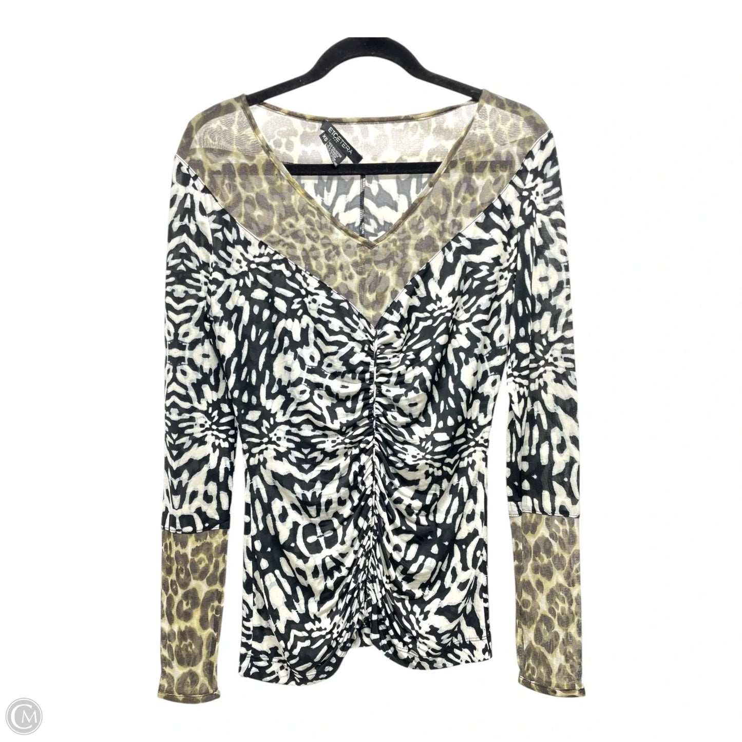 Top Long Sleeve By Etcetra In Black & Cream, Size: Xs