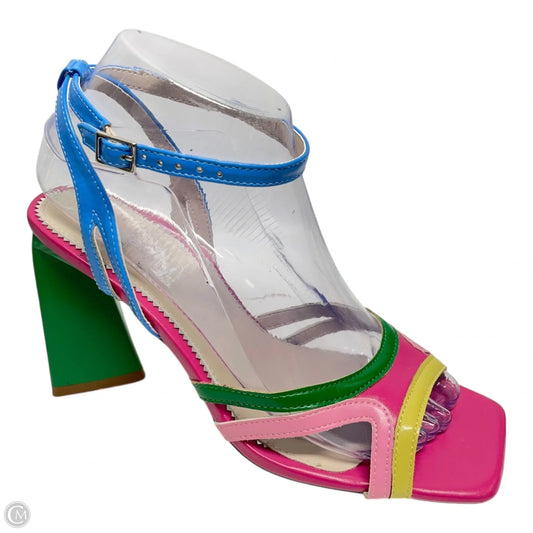 Sandals Heels Block By VIVIANLY In Multi-colored, Size: 7