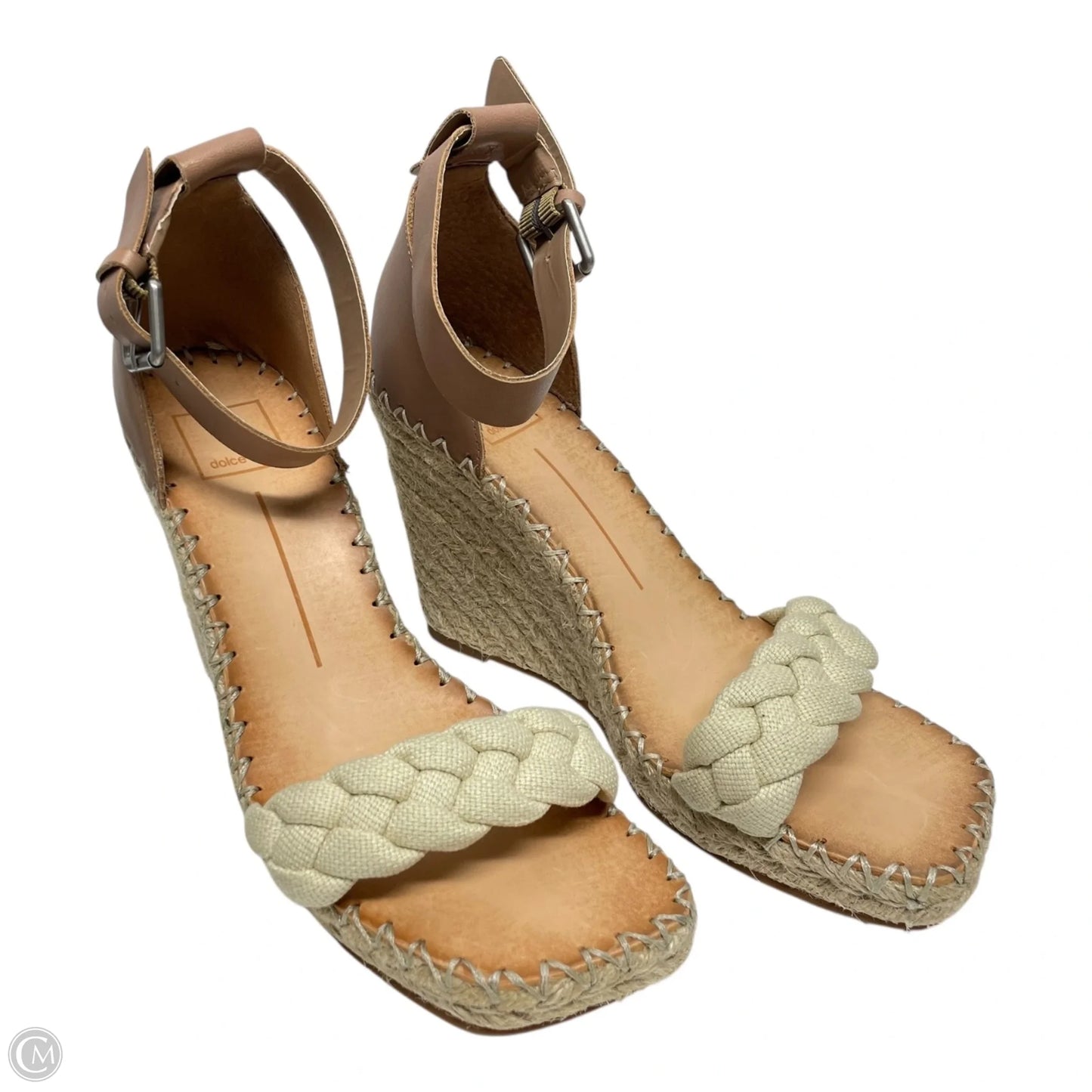Sandals Heels Wedge By Dolce Vita In Cream & Tan, Size: 8.5
