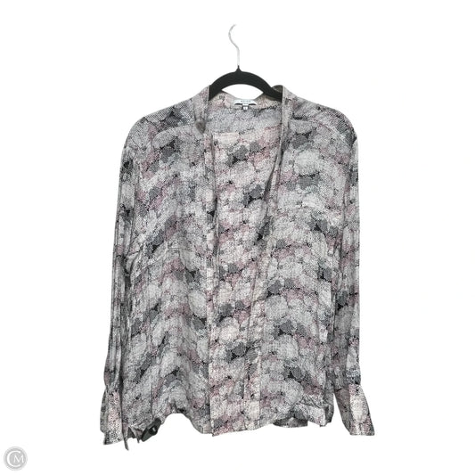 Blouse Long Sleeve By Reiss In Black & Pink, Size: 4