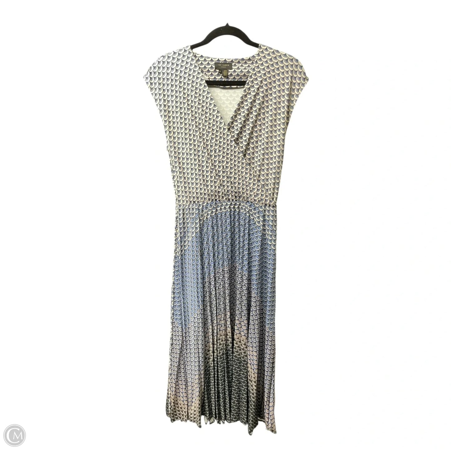 Dress Casual Midi By Ted Baker In Blue & Cream, Size: 0