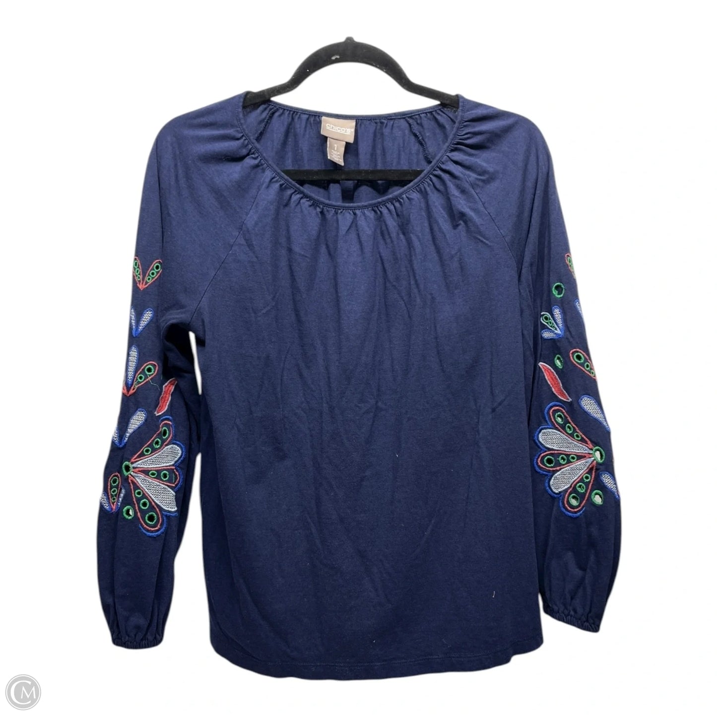 Top Long Sleeve By Chicos In Navy, Size: M