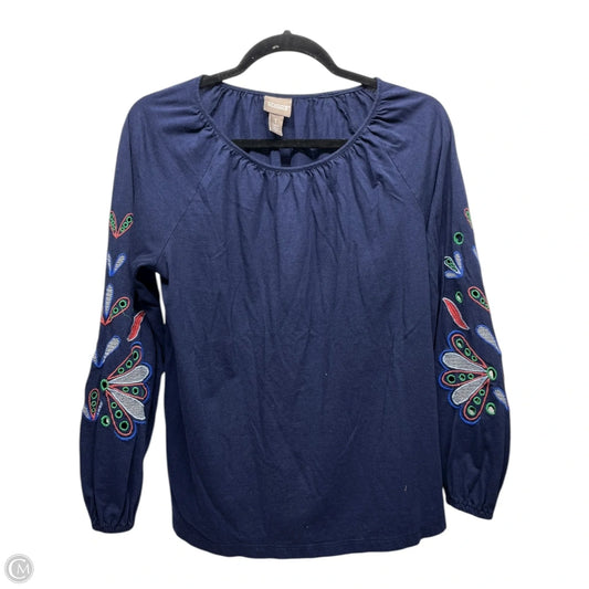 Top Long Sleeve By Chicos In Navy, Size: M