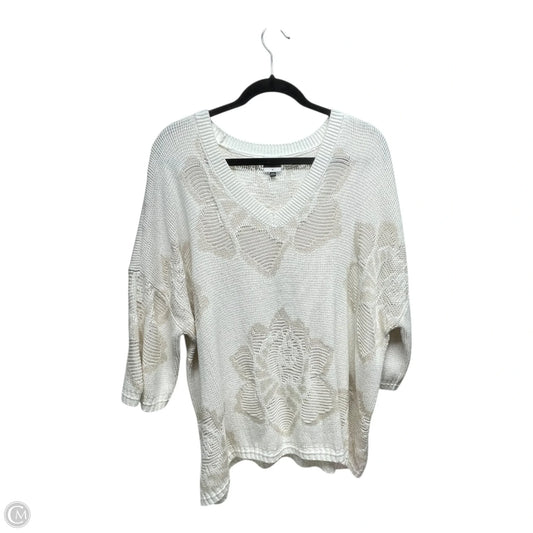 Sweater By Cabi In Tan & White, Size: M
