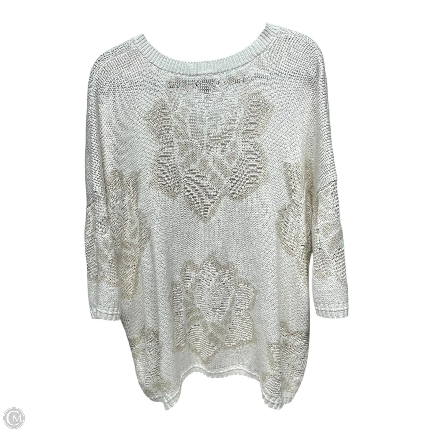 Sweater By Cabi In Tan & White, Size: M