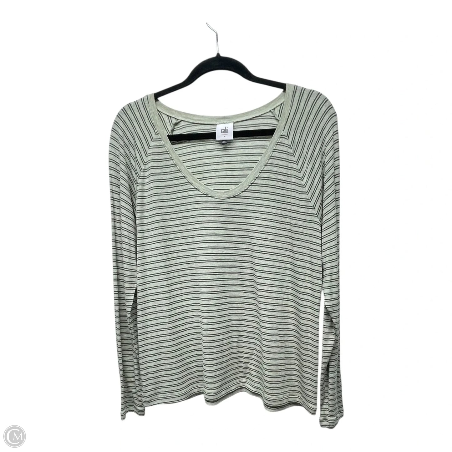Top Long Sleeve Basic By Cabi In Striped Pattern, Size: M