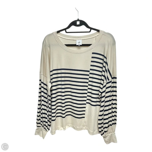 Top Long Sleeve Basic By Cabi In Blue & Cream, Size: M