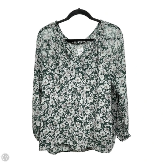Top Long Sleeve By Cabi In Green & Grey, Size: M