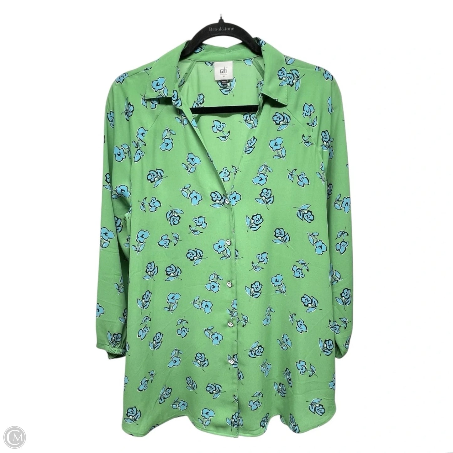 Top Long Sleeve By Cabi In Blue & Green, Size: M