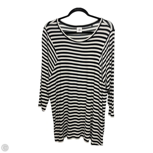 Top Long Sleeve By Cabi In Blue & White, Size: L