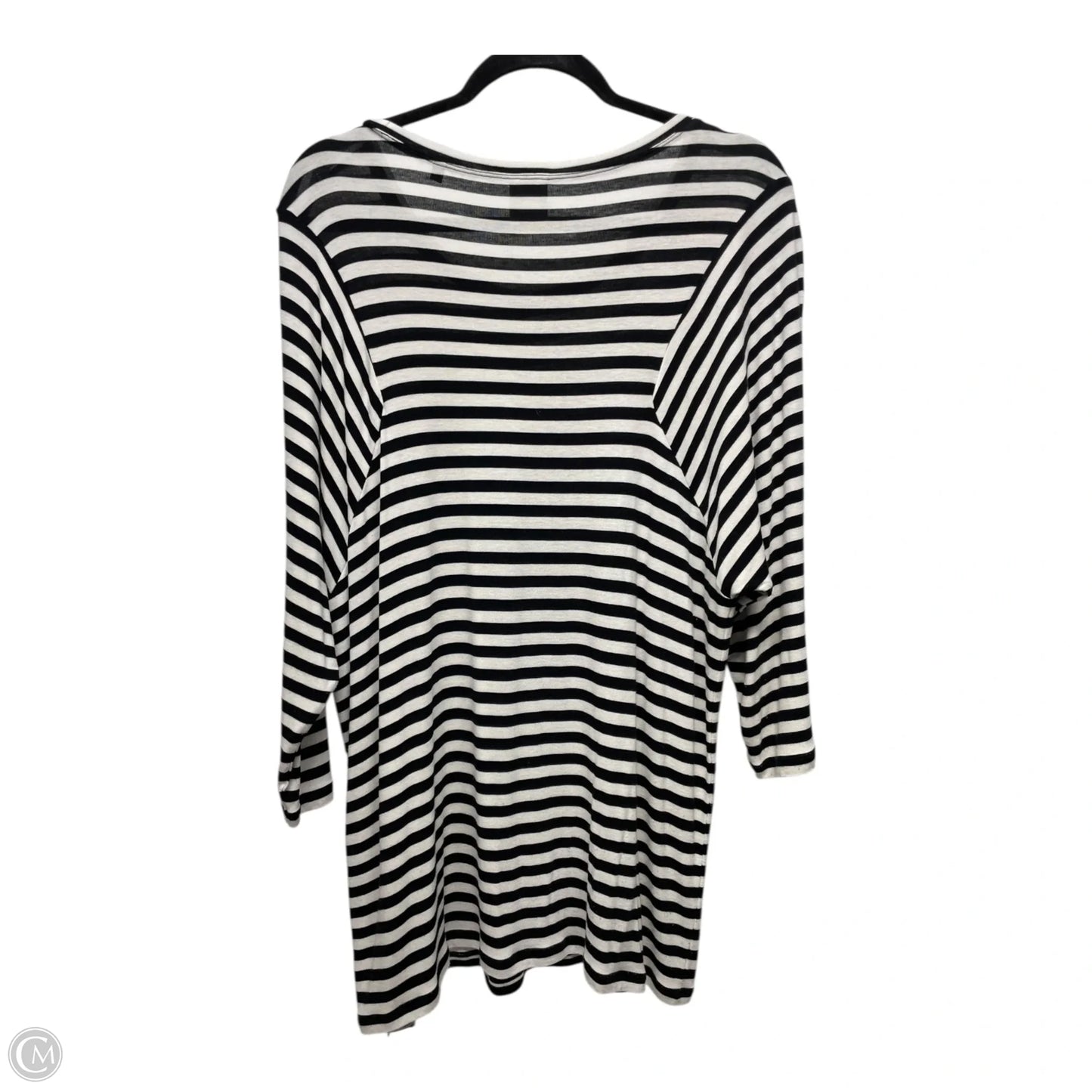 Top Long Sleeve By Cabi In Blue & White, Size: L