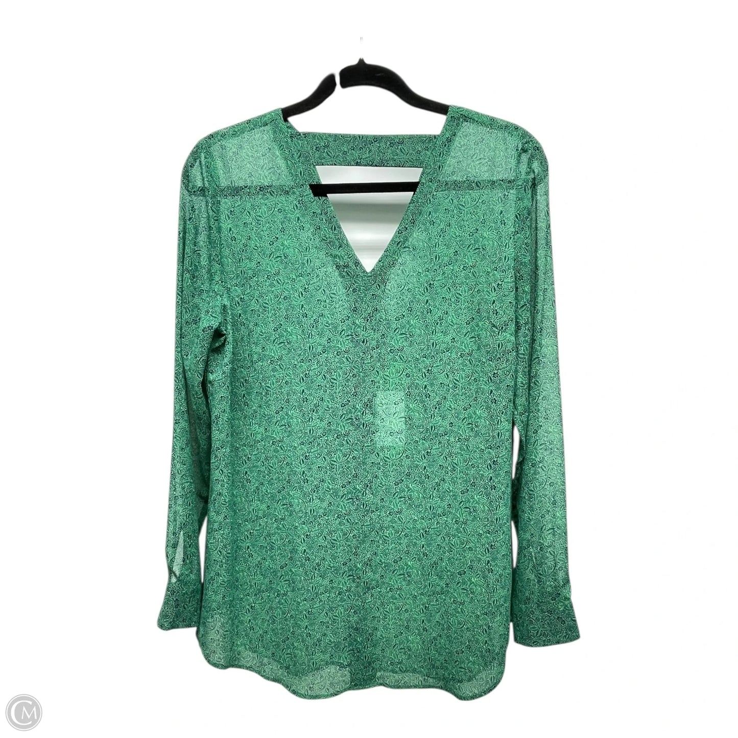 Blouse Long Sleeve By Cabi In Blue & Green, Size: M