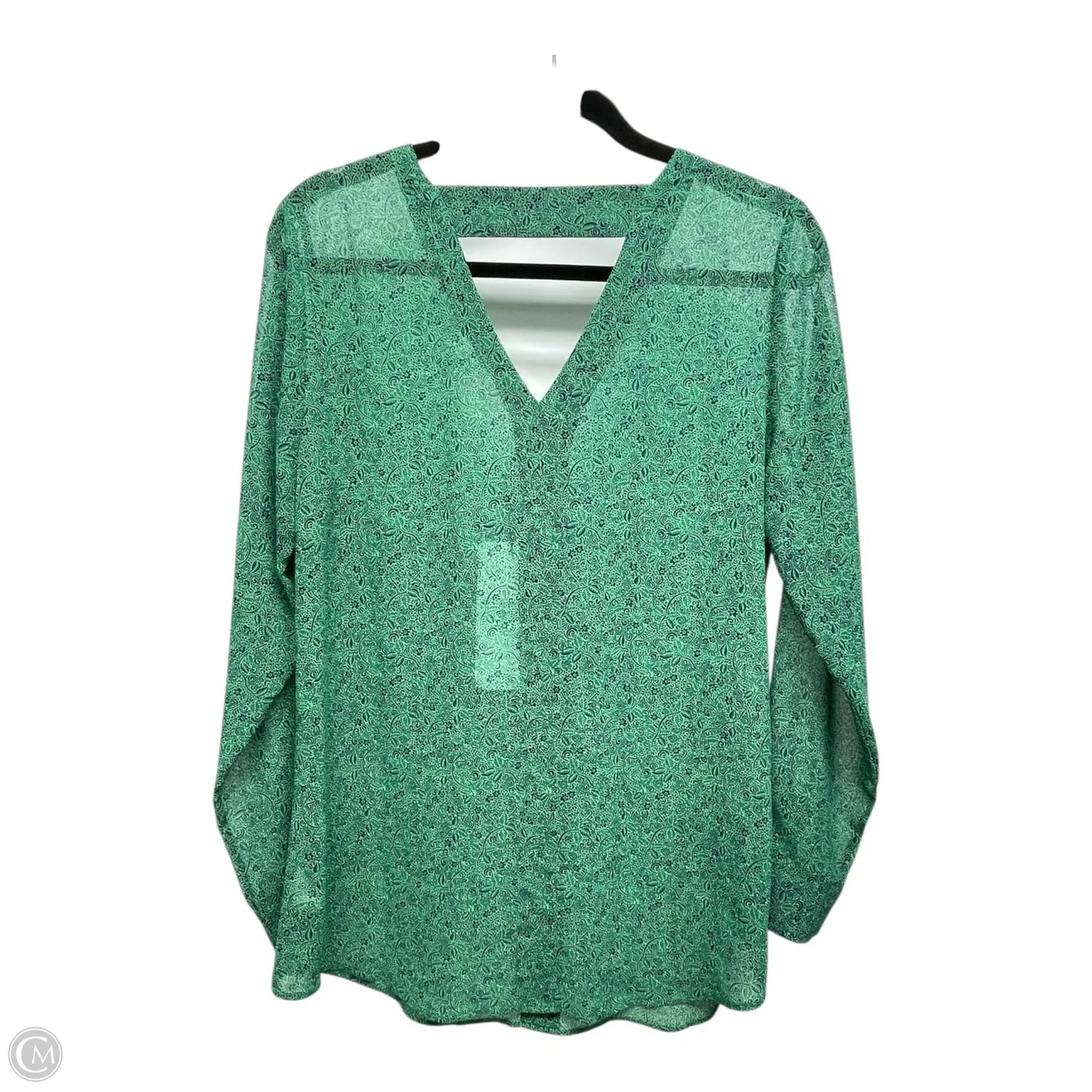 Blouse Long Sleeve By Cabi In Blue & Green, Size: M