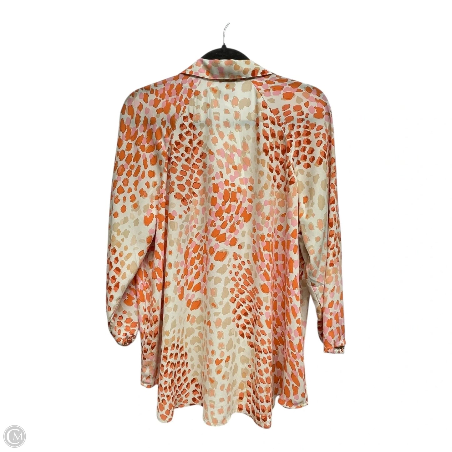 Top Long Sleeve By Cabi In Orange & White, Size: M