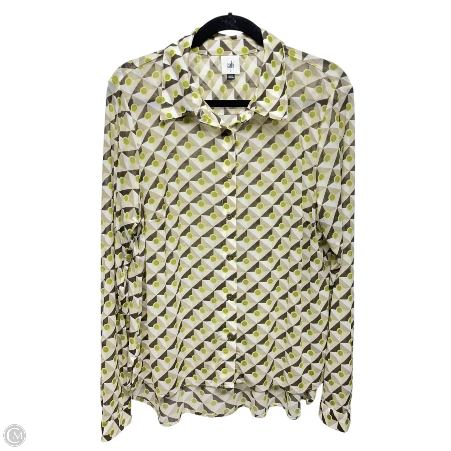 Top Long Sleeve By Cabi In Brown & Green, Size: L