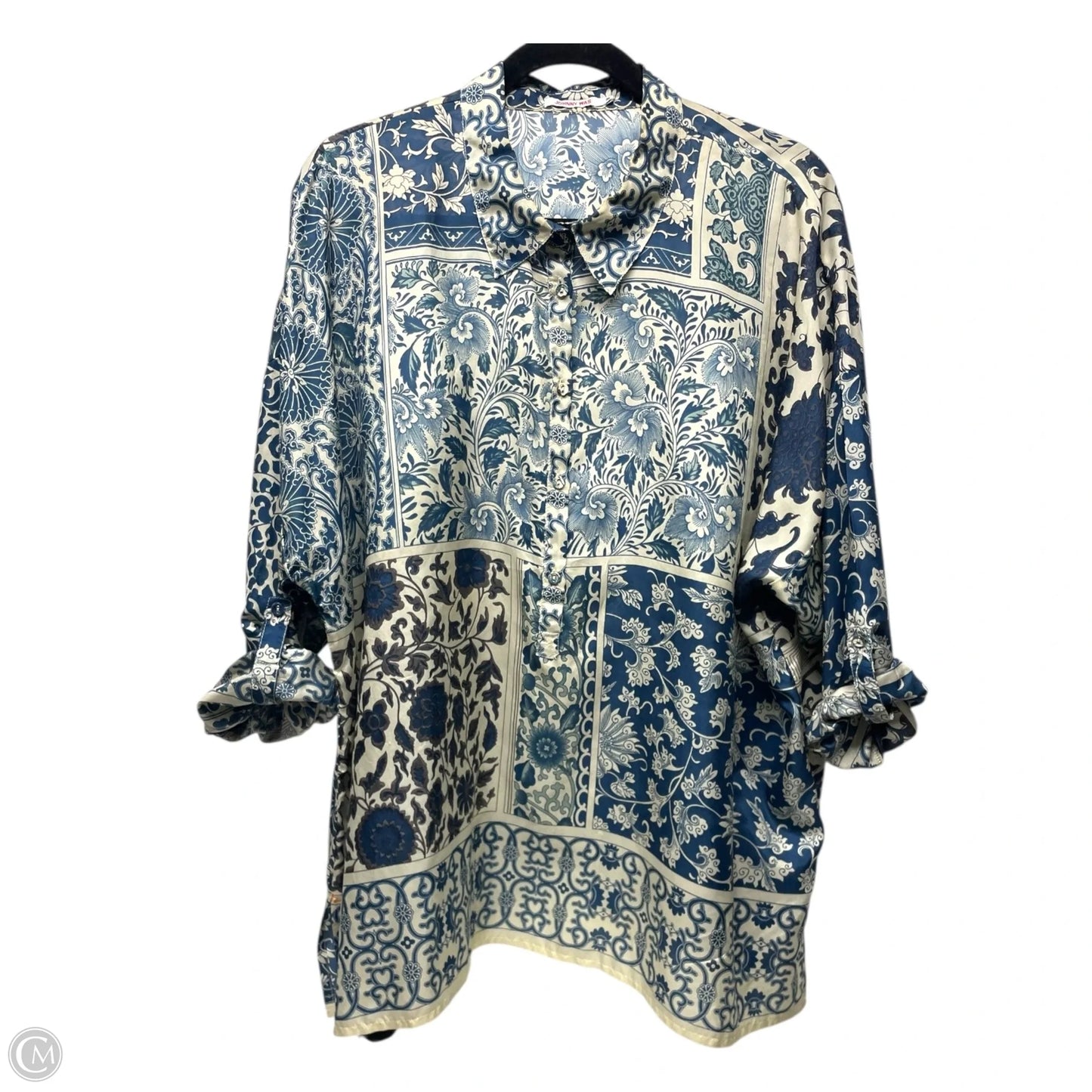 Blouse Long Sleeve By Johnny Was In Blue & Tan, Size: M
