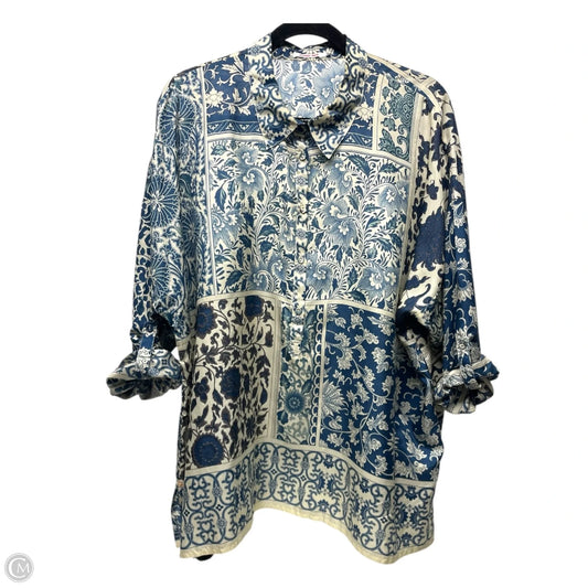 Blouse Long Sleeve By Johnny Was In Blue & Tan, Size: M