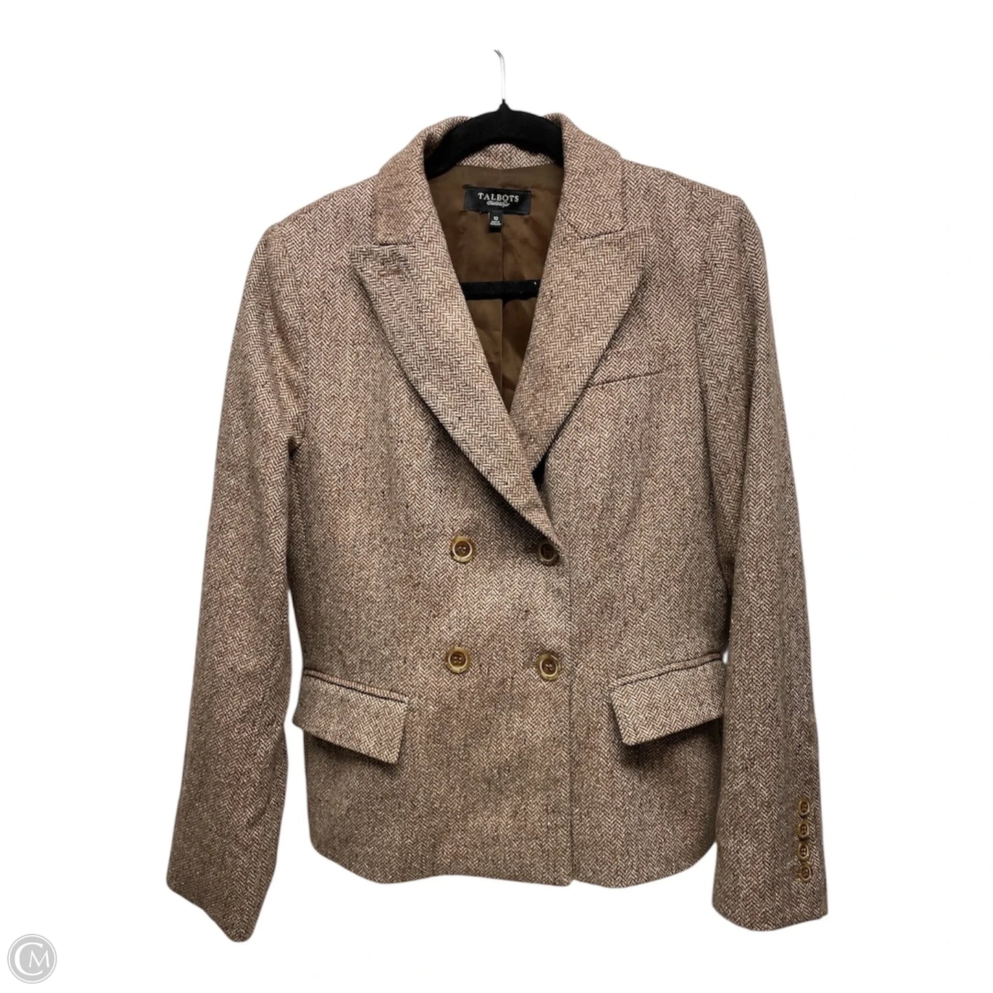 Blazer By Talbots In Brown & Cream, Size: 12