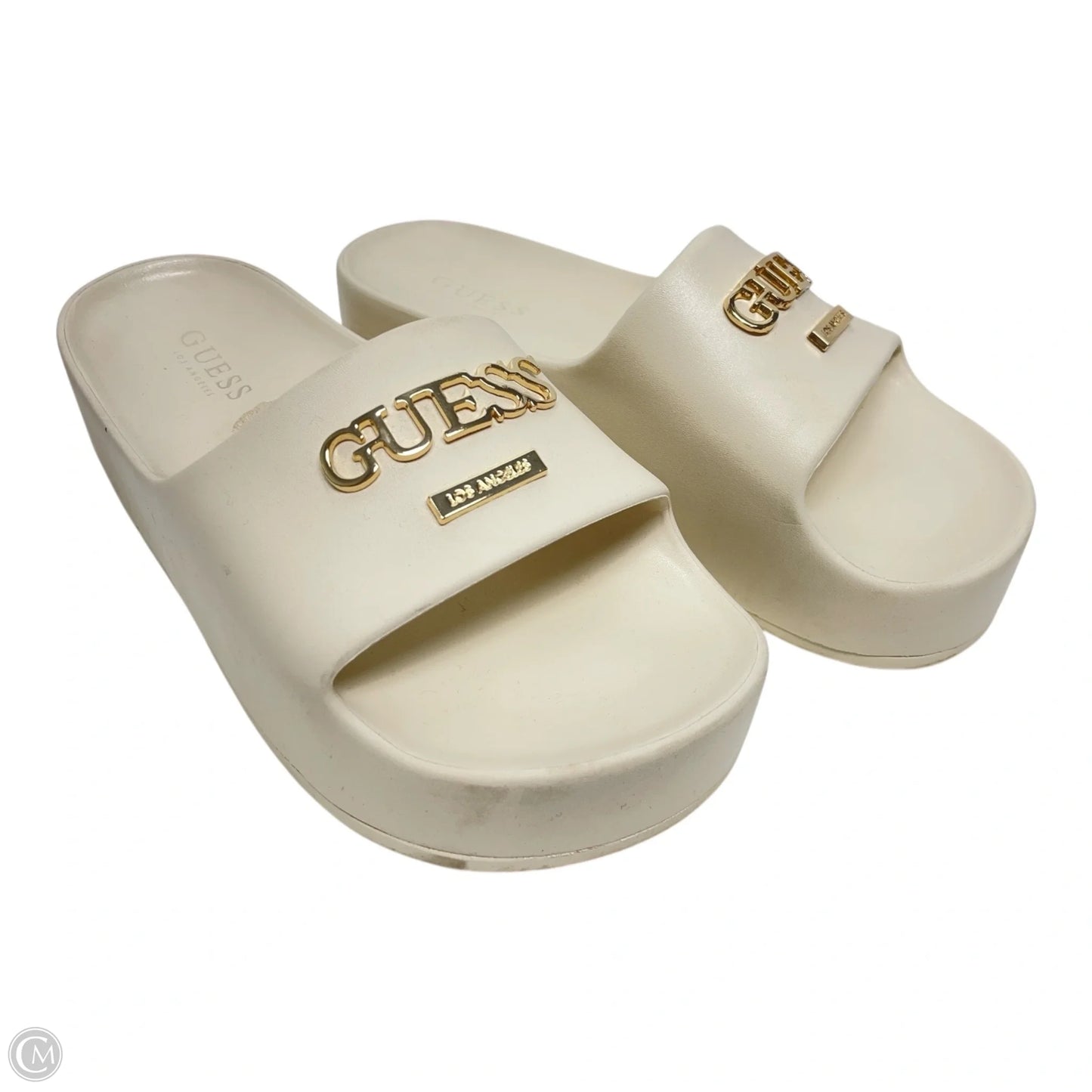 Sandals Heels Platform By Guess In Cream, Size: 7