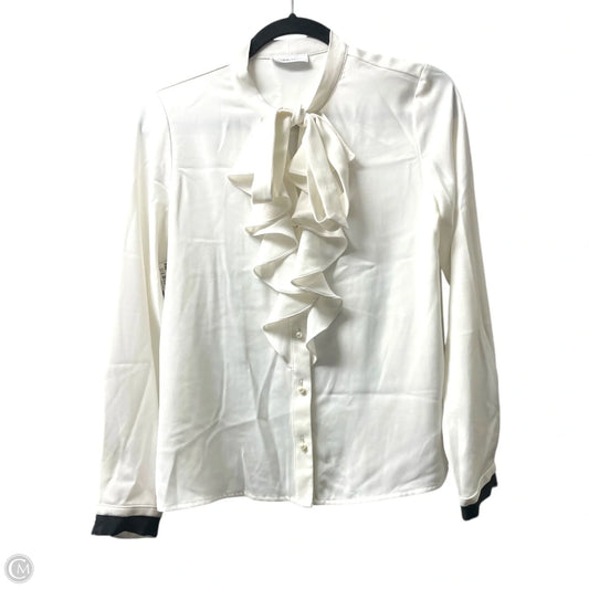 Blouse Long Sleeve By Calvin Klein In Ivory, Size: Xs