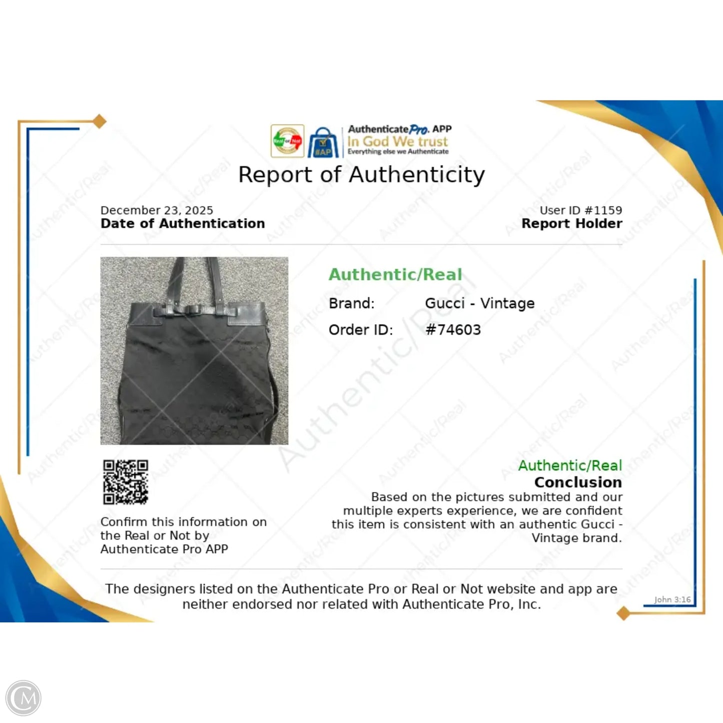 Tote Luxury Designer By Gucci, Size: Large