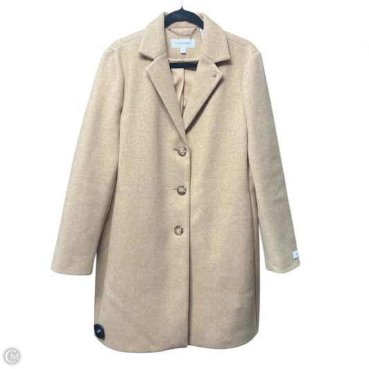 Coat Wool By Calvin Klein In Tan, Size: L
