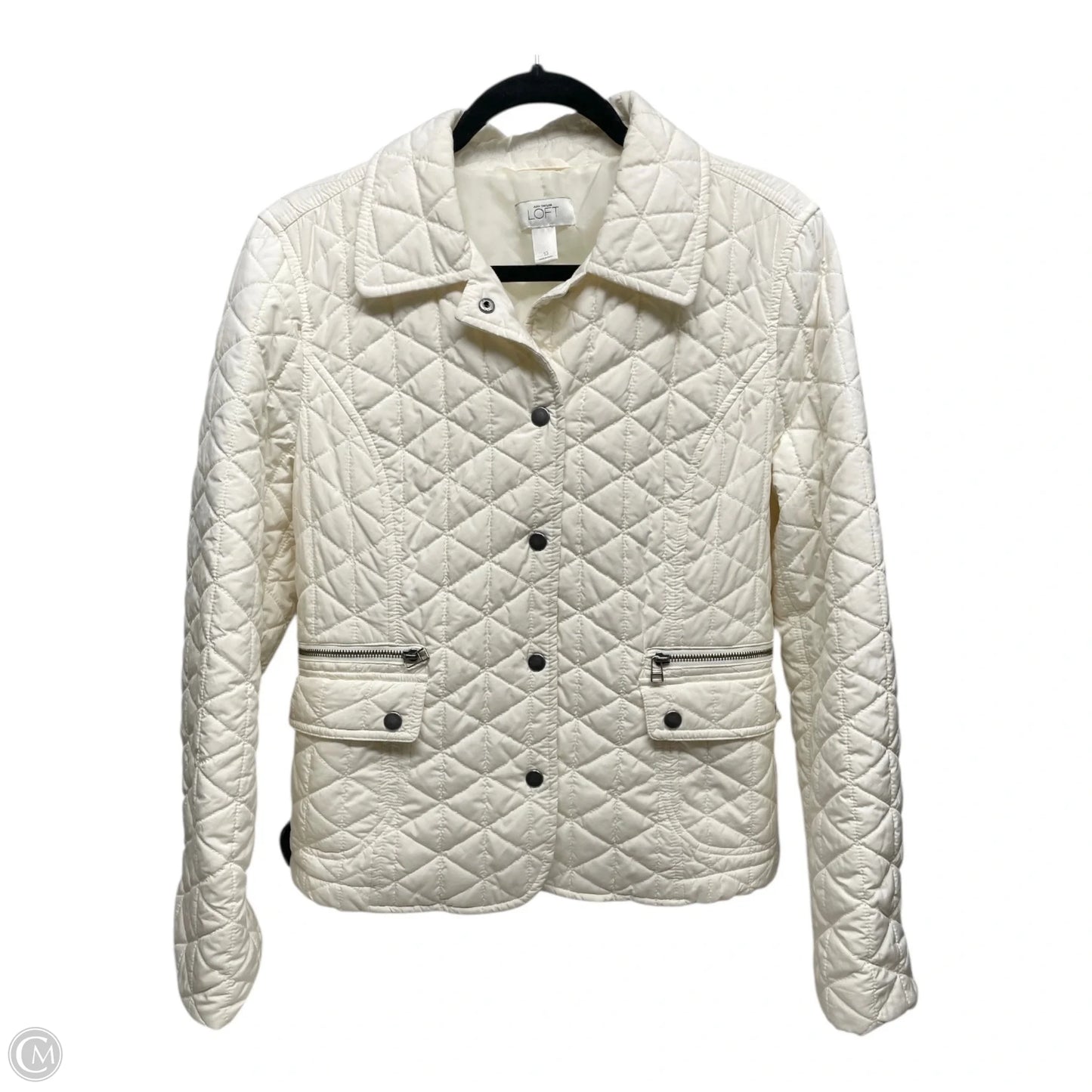 Jacket Puffer & Quilted By Loft In Cream, Size: 10
