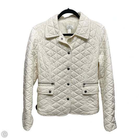 Jacket Puffer & Quilted By Loft In Cream, Size: 10