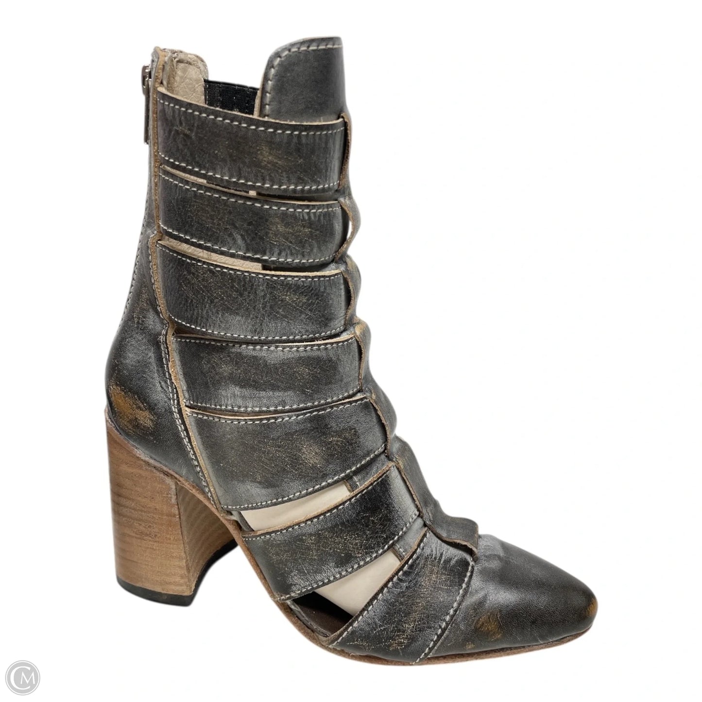 Boots Ankle Heels By FREEBIRD In Grey & Tan, Size: 6