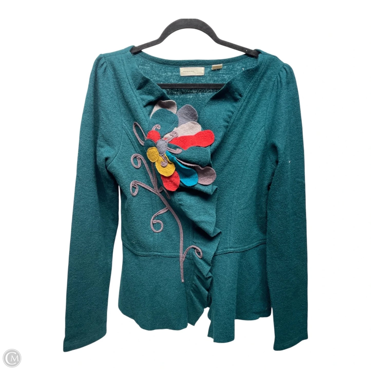 Sweater Cardigan By SLEEPING ON SNOW In Teal, Size: L