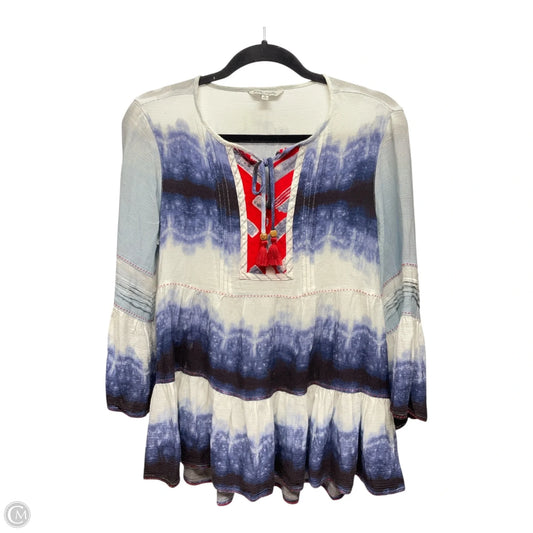 Top 3/4 Sleeve By John Mark In Blue Red & White, Size: S