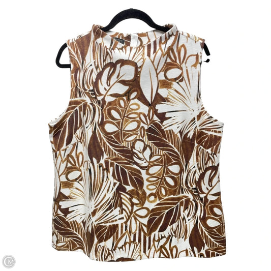 Top Sleeveless By Talbots In Brown & White, Size: 2x