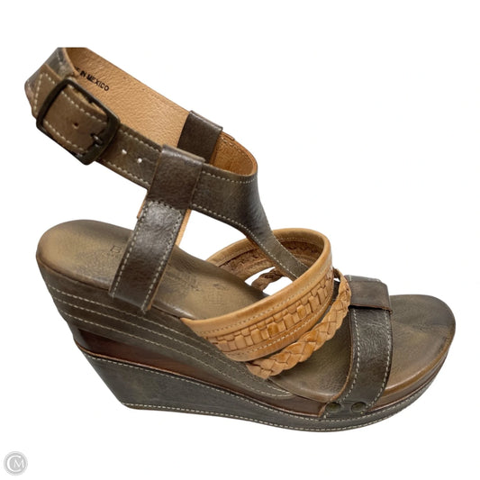 Sandals Heels Wedge By Bed Stu In Brown, Size: 9