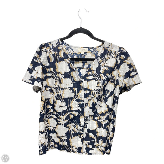 Top Short Sleeve By Loft In Blue & White, Size: S