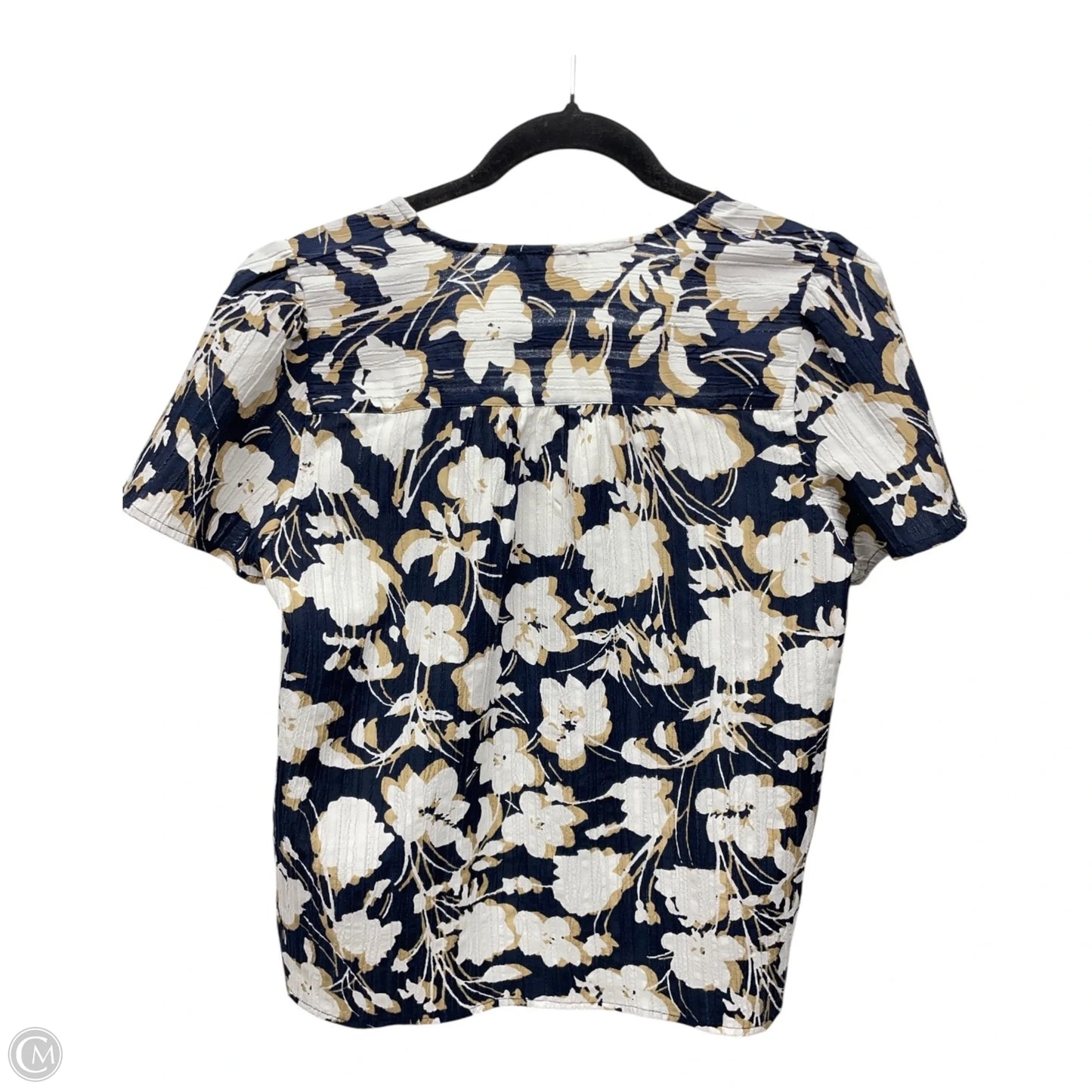 Top Short Sleeve By Loft In Blue & White, Size: S