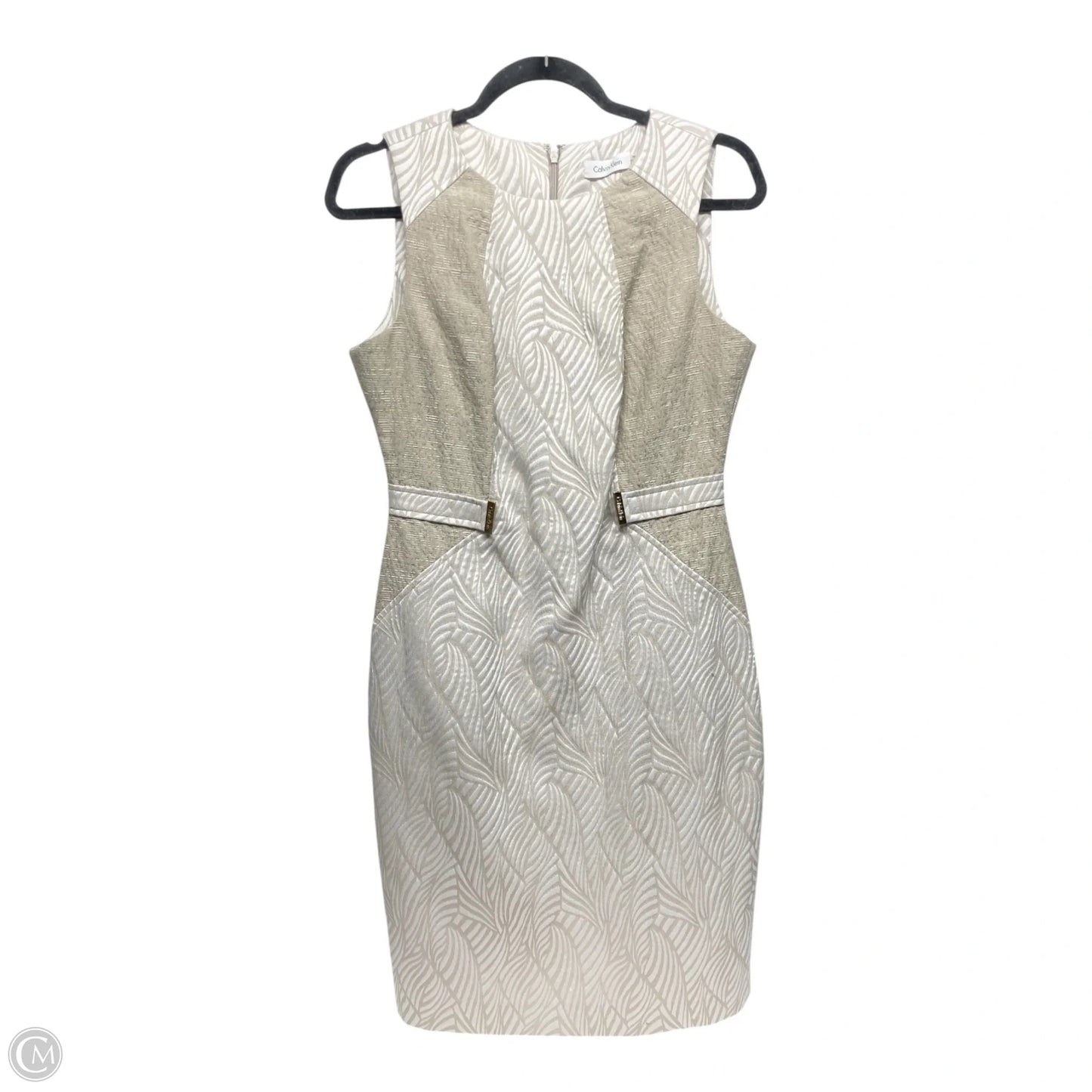 Dress Work By Calvin Klein In Tan & White, Size: 6